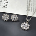Western Exquisite Fashionable Light Luxury Rainbow Set Inlay Cubic Zirconia Necklace Fashionable Pendant Colorful Stud Earring Necklace Set 2-Piece Set