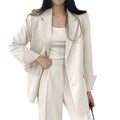 Women's Fall Korean Casual Petite Blazer Set 2026 | 2 Piece Outfit Set - Camel Pants