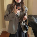 Women's Fall Cropped Blazer + Top 2026 | Casual Blouse - Dark Gray