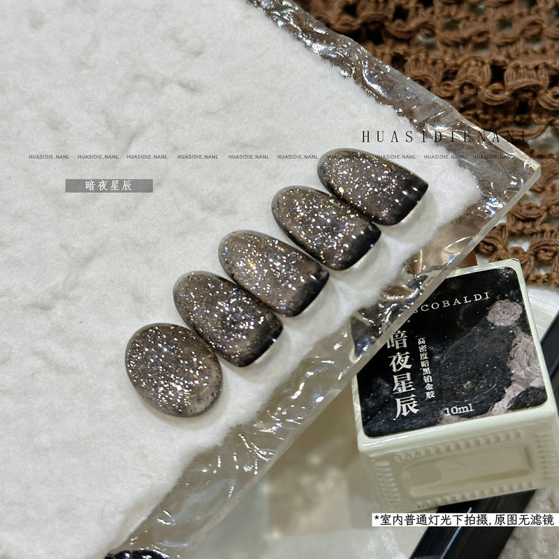 Xiaoying Dark Starry Platinum Nail Gel - 10ml High-Density Black Finish