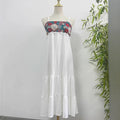 Ethnic Style Cotton Linen Embroidered Camisole Beach Dress