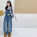 Girls' Distressed Denim Overalls Striped Tee Set