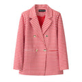Women's Fall Korean School Loose Blazer + Top 2026 | Casual Blouse - Houndstooth Pants