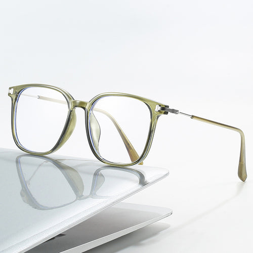 New Fashionable Anti-Blue Plano Women ins Breeze Personality Retro Glasses Frame Cold Tea Bare Face Photochromic Glasses