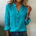 Spring-Summer Office Casual Long Sleeve V-Neck Shirt