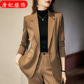 Fall Professional Casual Plus Size Mid-Length Long Blazer + Top Set