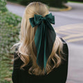 Source Factory Custom Eco Recyclable RPET Polyester French Hair String Hair Tie Hair Clip Bow Flowing Hair Accessory