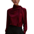 Office Luxury Satin Long Sleeve Stand Collar Shirt
