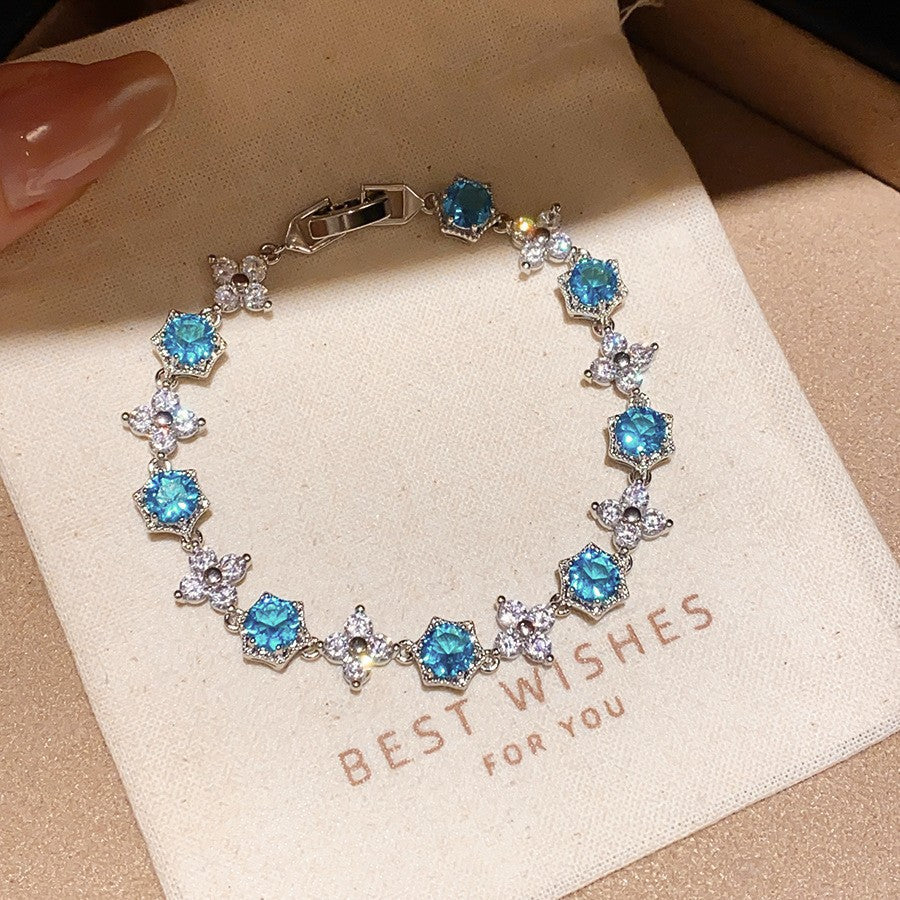 18K Gold-Plated Zircon Flower Bracelet - view 11