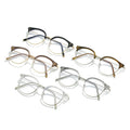 RedNote Style of Cold Tea Plano Fashionable Half-Rim Anti-Blue-Light Photochromic Glasses Retro Oval Round Glasses Frame