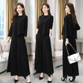 Fall Casual Elegant Wide Leg Pants + Skirt Pants 2-Piece Set