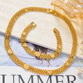 Overseas Niche Design Detail Light Luxury Net Chain Bracelet Necklace Women Versatile Copper Coated 18K Gold 2-Piece Set Women