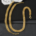 Western Export Fashionable Jewelry Press Pattern Round Band Mutual Clasp Chain Necklace Bracelet Set Hip-Hop Punk