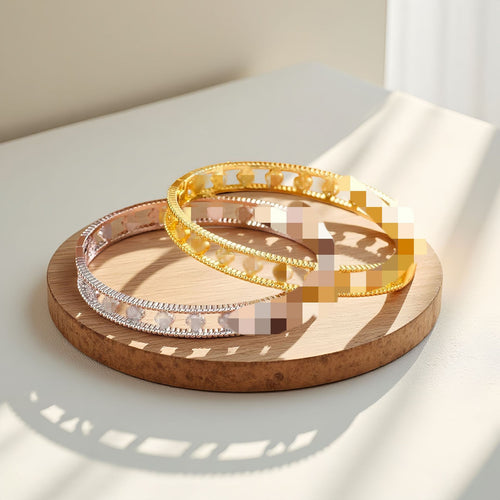 Cross-Border Hit Clover Bangle Bead Edge Cutout Design Premium Bracelet Full Diamond 10K Flower Tube Bangle Hand Jewelry Item