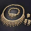 Export Full Diamond Crown Bride Starry Sky Round Crystal Necklace Bracelet Set Earrings Ring Set Middle East Wedding Accessory