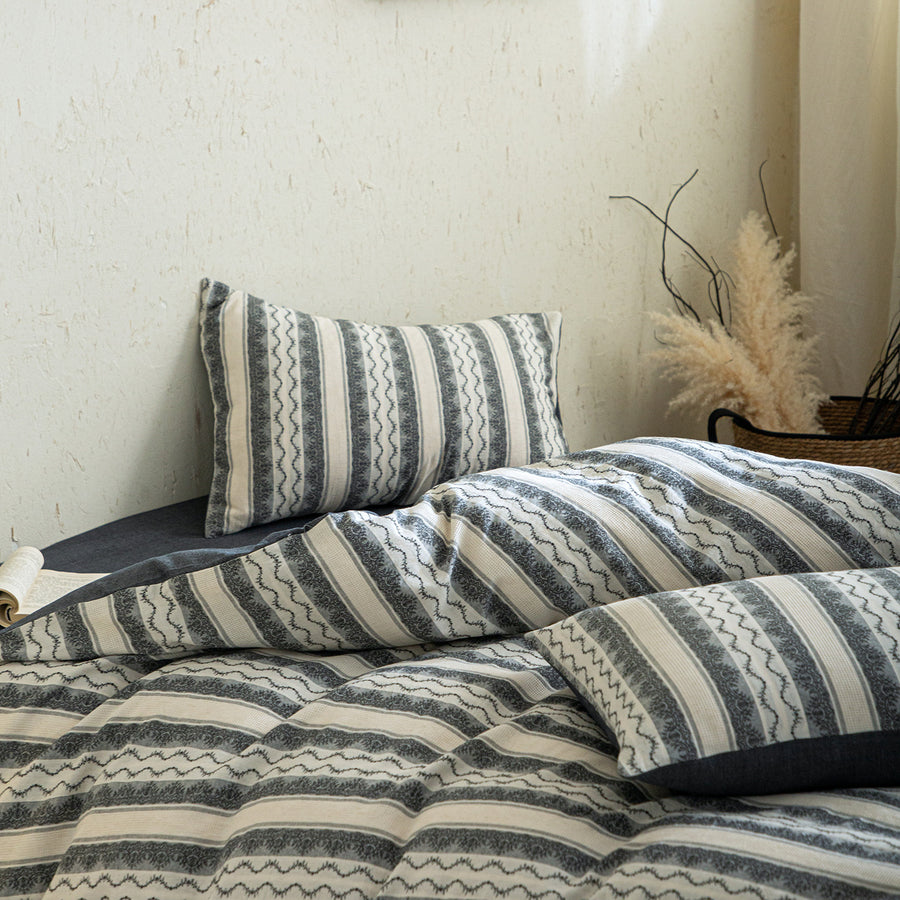 Quiet Fragrance Cotton-Linen Yarn-Dyed Jacquard 4-Piece Bedding Set - view 2