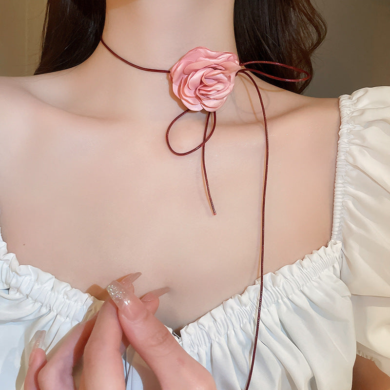 French Rose Ribbon Choker Necklace - view 9