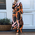 Fall Retro Fashion Printed Floral Wide Leg Pants + Shirt 2-Piece Set