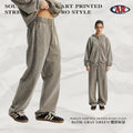 AR Men's American Retro Fleece 430G Washed Distressed Batik Curved Leg Pants