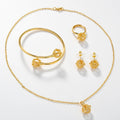 Overseas Dubai Gold 18K Star Cutout 3D Necklace Bracelet Set Earrings Ring Middle East Women Banquet Set