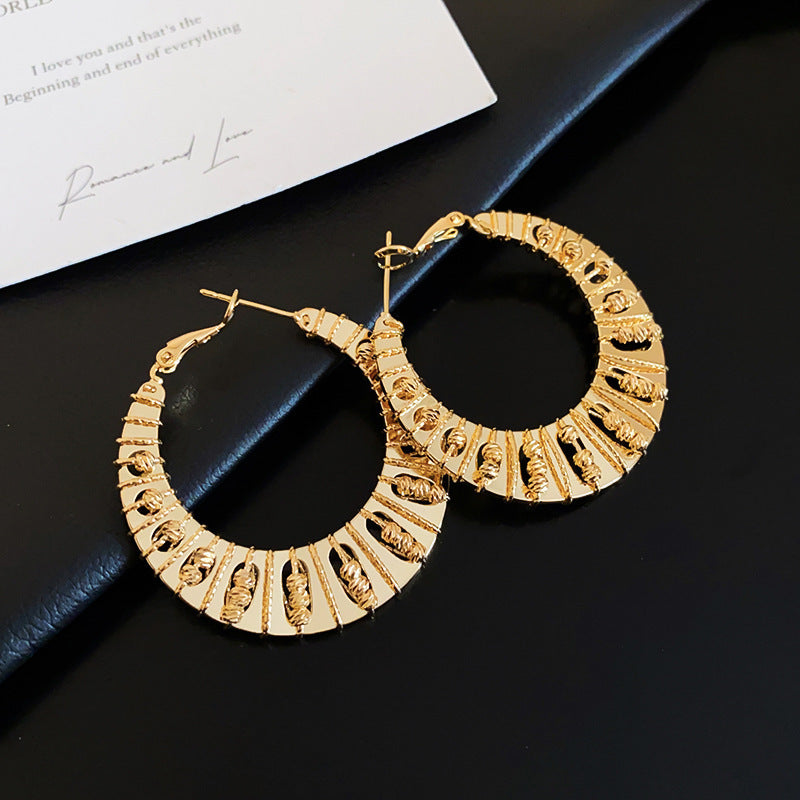 Rhinestone Cross Round Statement Earrings - view 10
