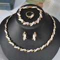 Fashion Jewelry Western 4-Piece Set Light Luxury Seed Chain Necklace Bracelet Set Earrings Ring Set Wholesale
