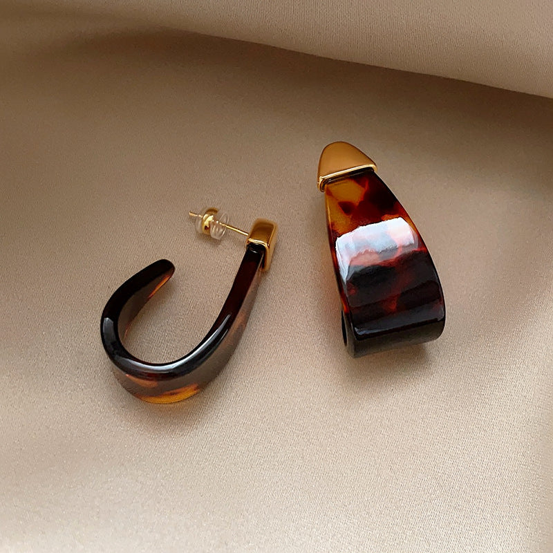 18K Gold-Plated Brown Teardrop Stud Earrings - view 6