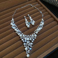 Imperial Breeze Retro Elegant Rhinestone Flower Pearl Stud Earring Necklace Set Clavicle Chain Light Luxury Premium Necklace Women