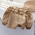 Girls' Flower Print Embroidered Shirt - Spring/Fall