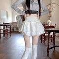 Spring Japanese Unique Lace Lace Trim Skirt