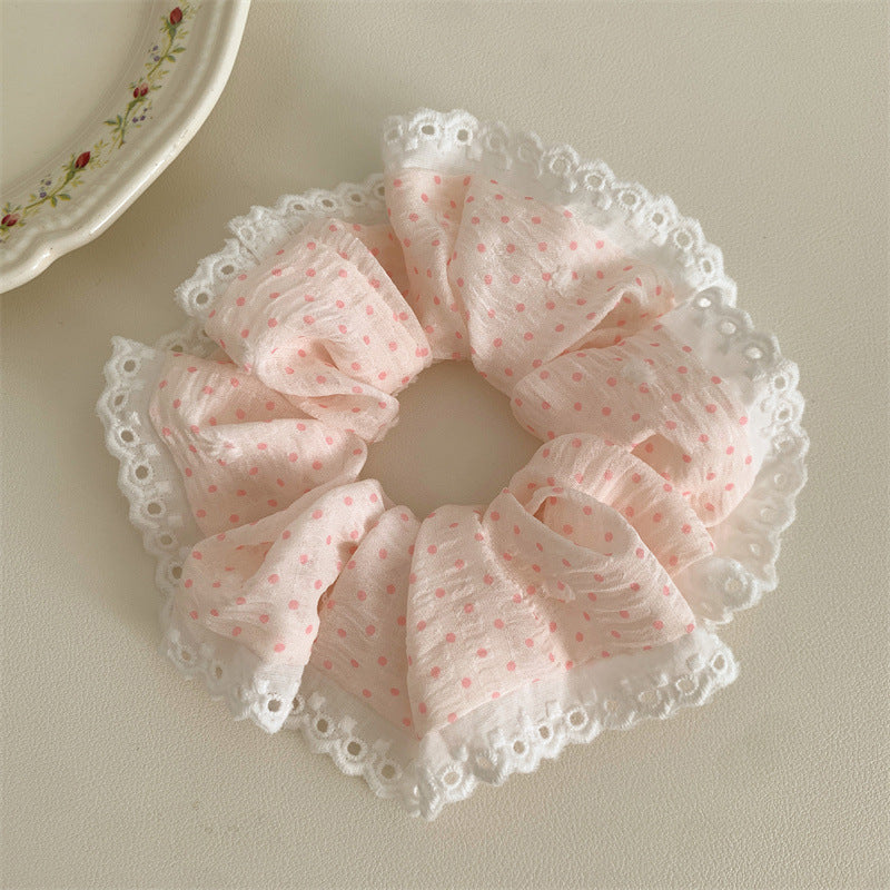 Korean Satin Polka Dot Scrunchie - view 9
