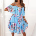 Off-Shoulder Chiffon Print Dress - Sexy Floral Spring Fashion Dress Women