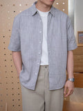 Nengmeng Slub Cotton Linen-Like Short Sleeve Shirt
