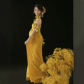 Yellow Maternity Photography Dress - Simple Chinese Style Prenatal Photo Gown