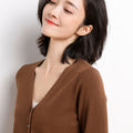 Women's Fall Korean Fashion V-Neck Cropped Knit Top + Cardigan 2026 - White