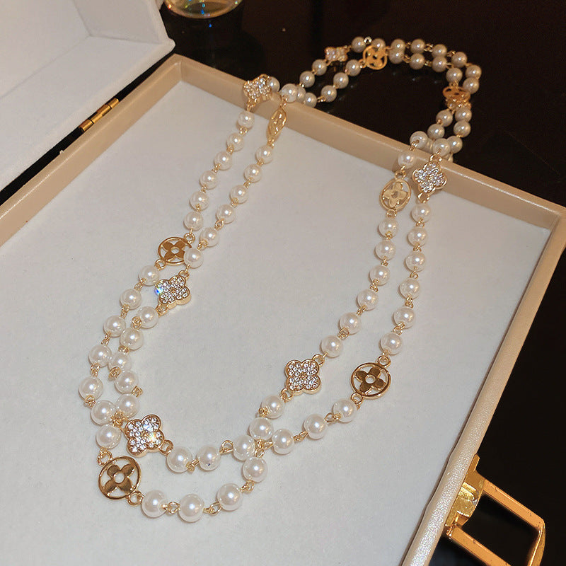 French Layered Glass Pearl Necklace - view 12