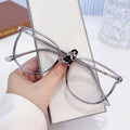 New Anti-Blue-Light Reading Ultra-Light Bare Face Crystal Big Frame Glasses Women Artsy Frame Hyperopia Glasses Versatile Plano