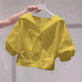 Summer French Elegant Short Sleeve Cropped Shirt Set