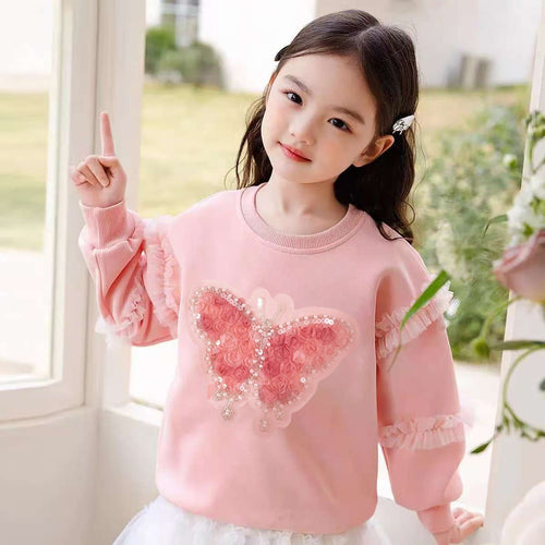 Girls' Sequin Butterfly Tulle Hoodie