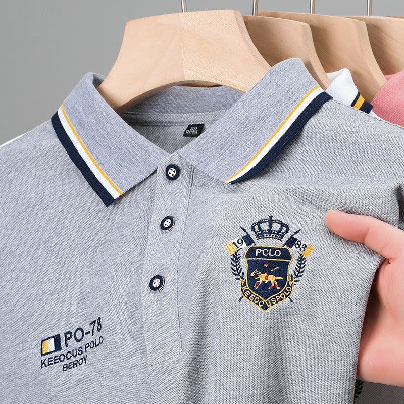2025 summer pique ice mercerized cotton lapel men's casual short sleeve polo shirt men's embroidered