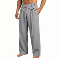 2026 customized men's clothing spring white bottom large size american style oblique waist linen cas