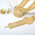 Middle East Accessory Gold Plated Necklace Earrings Set Bracelet Set Round Brand Portrait Pendant Slub Chain Women Jewelry