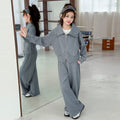 Girls' Sports Jacket & Wide-Leg Pants Set - 2-Piece