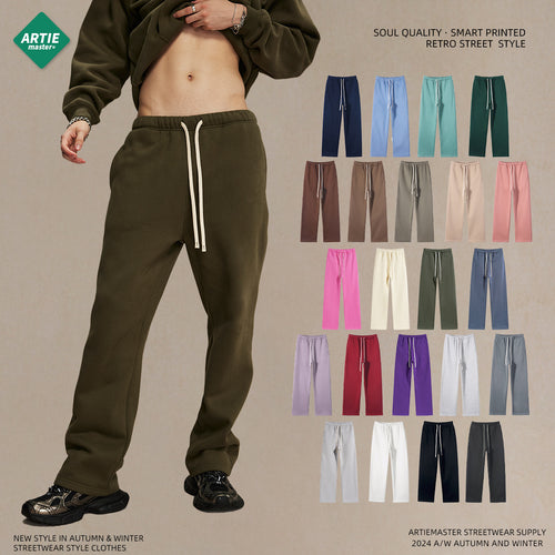 Men's Fall/Winter 350G Loose Fit Straight Leg Fleece-Lined Pants