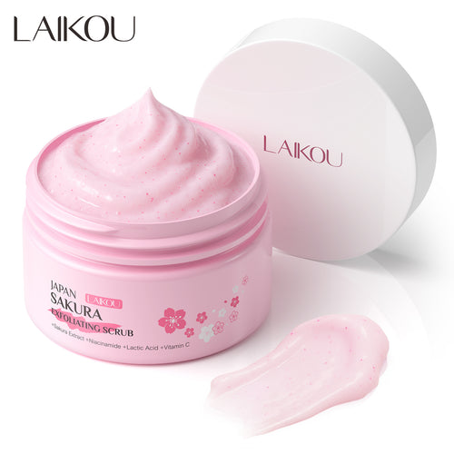 LAIKOU莱蔻樱花磨砂膏100g厂家代发清洁面部角质毛孔搓泥宝身体乳