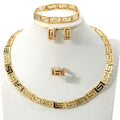 Overseas Accessory Retro Egypt Breeze Cutout Long Wall Texture Simple Necklace Bracelet Set Ring Earrings Women Set