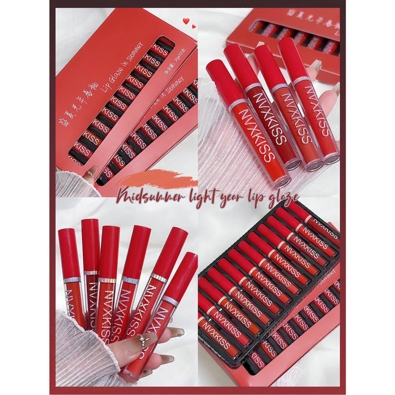 12-Piece Matte Lip Gloss Set - Long-Lasting, Smudge-Proof & Non-Stain