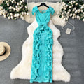 High-End Elegant Pleated Ruffle Trimmed Bodycon Long Dress for Banquet