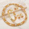 EU/US Import Classic Accessory 4-Piece Set 3 Color Geometric Gold Plated Necklace Earrings Set Bracelet Ring Jewelry Set