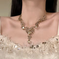 Twilight Coronation Super Sparkle Champagne Sparkle Zircon Necklace K Gold Feel Elegant Clavicle Chain Set Design Detail Niche